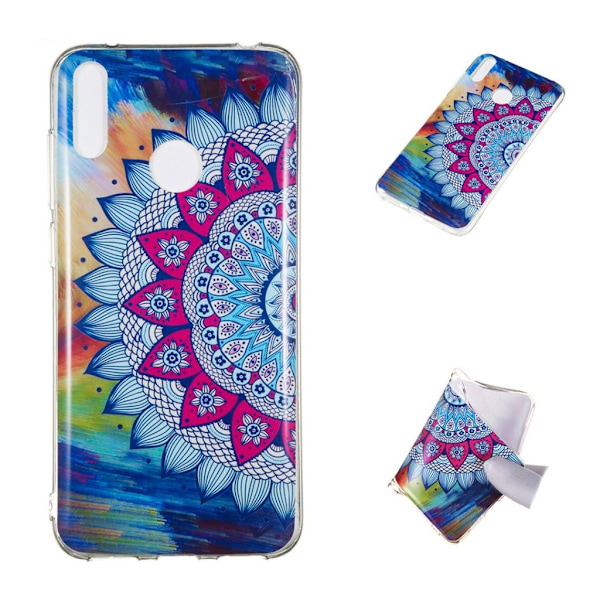 Huawei Y7 2019 lysende nat etui - Blomstermønster Multicolor