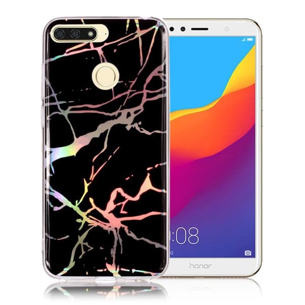 Huawei Honor 7A mobilskal silikon marmormönster - Svart Svart