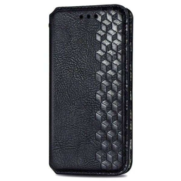 Läder Motorola Moto G62 5G fodral med romb-design - Svart Svart