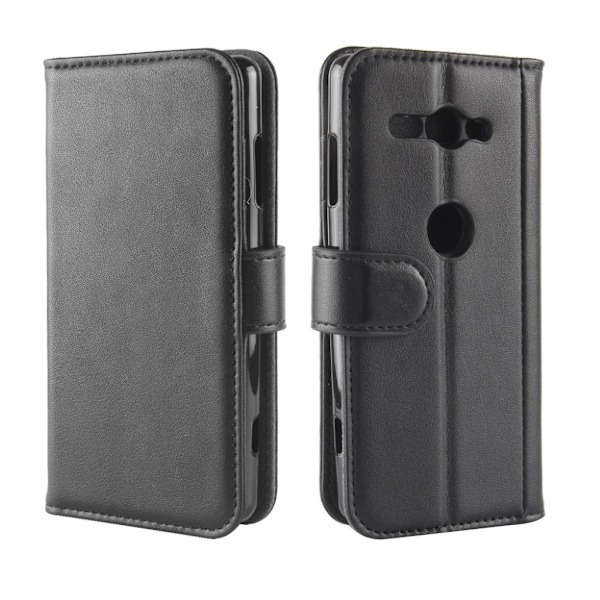 Sony Xperia XZ2 Compact ægte læder Magnetisk flip etui - Sort Black