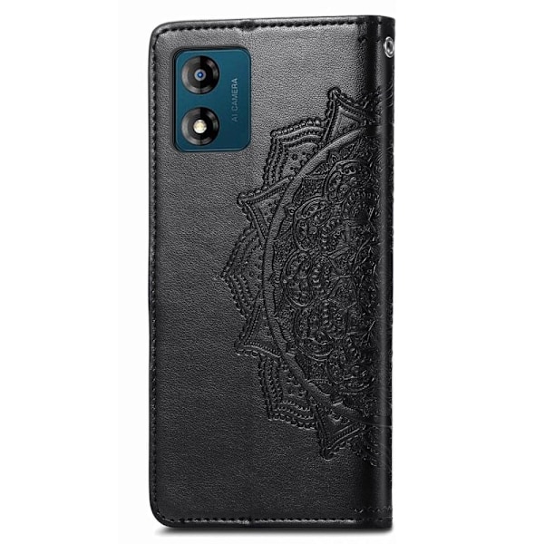 Mandala läder Motorola Moto E13 fodral - Svart Svart