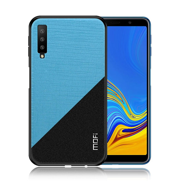 Samsung Galaxy A7 (2018) MOFI hybriidi suojakuori pinnoitettu kaksivärisellä kankaalla - Sininen Blue
