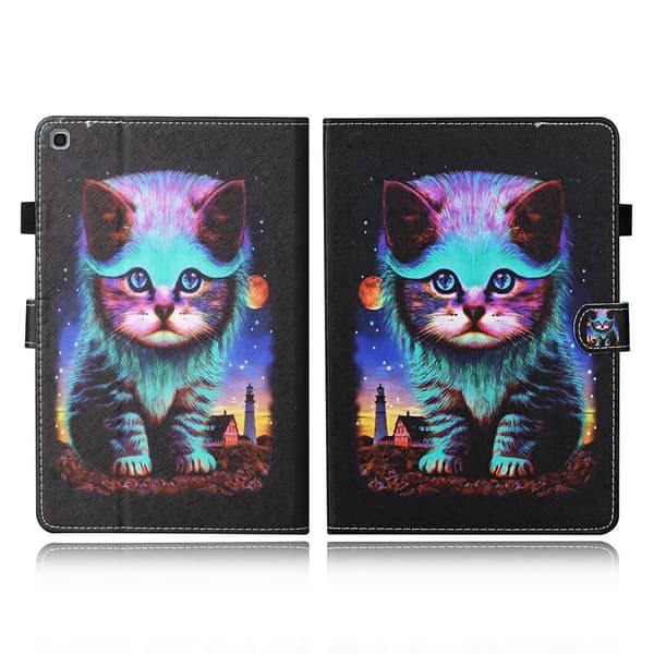 Samsung Galaxy Tab A7 10.4 (2020) cool mønster læder flip etui - kat Multicolor