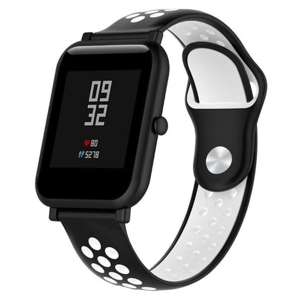 Huawei Watch / TalkBand B5 to-farvet silikone Urrem - Sort / Hvid White