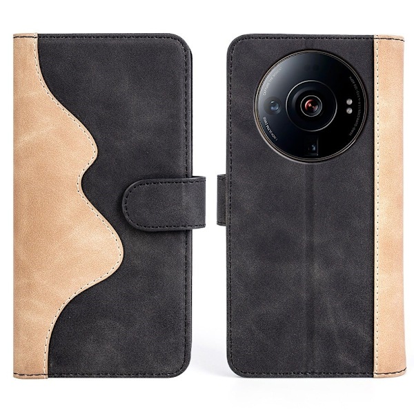 Kaksivärinen nahkainen läppäkotelo Xiaomi 12S Ultra - Musta Black