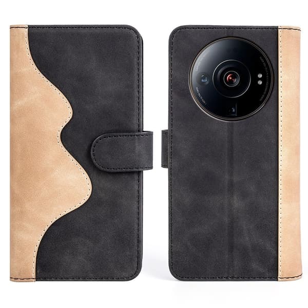 To-farvet Xiaomi 12S Ultra læderetui - Sort Black