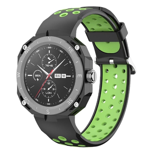 Dubbelfärgat klockarmband i silikon för Huawei Watch GT Cyber - Svart / Grön Grön