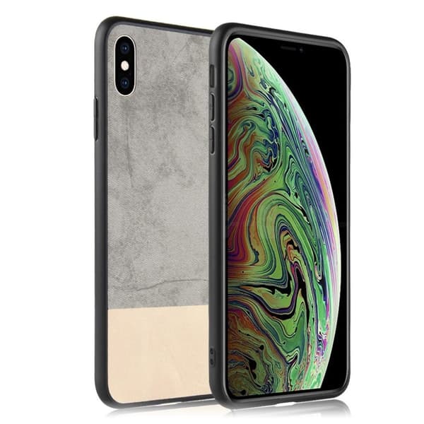 iPhone XS bi-color stænktæt læder hybrid etui - Grå Silver grey