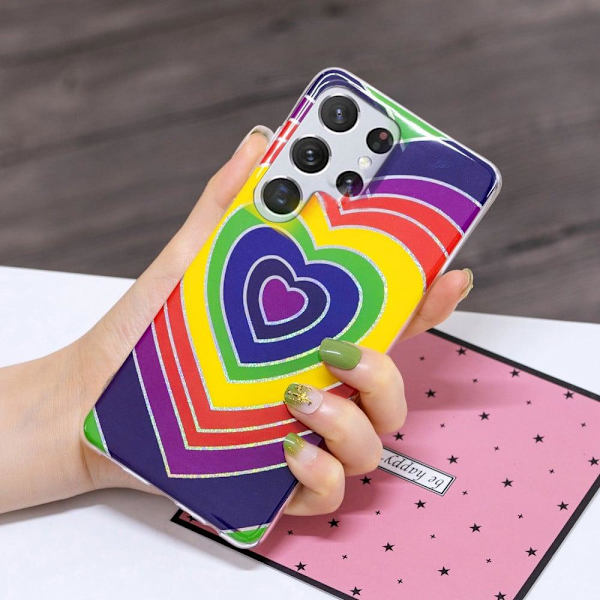 Deco Samsung Galaxy S23 Ultra Suojakotelo - Electroplated Heart Multicolor