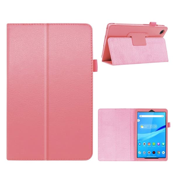Lenovo Tab M8 Litchi Lær Flippetui - Rosa Pink