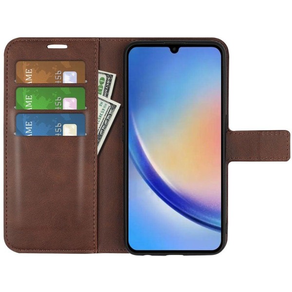 Lompakko Nahkakotelo For Samsung Galaxy A34 5G - Ruskea Brown
