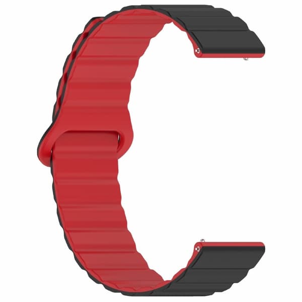 Garmin Vivoactive 5 Magnetic Silicone Watch Band 20mm Adjustable Replacement Strap - Black+Red Red