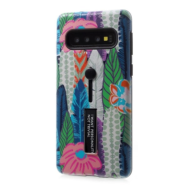 Samsung Galaxy S10 ophøjet mønster hybrid etui - Model S Multicolor