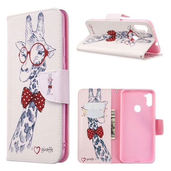 Wonderland Samsung Galaxy A11 / M11 etui - Ihana Kirahvi Lasit Päässä Multicolor