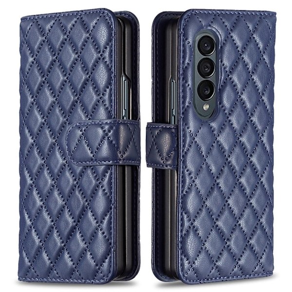 Matt Samsung Galaxy Z Fold4 fodral med rombmönster - Blå Blå