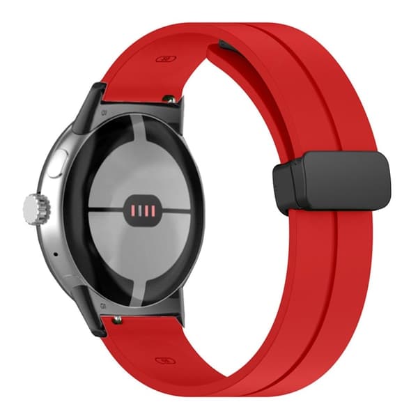 Google Pixel Watch silikoninen ranneke - Musta Solki / Punainen Red