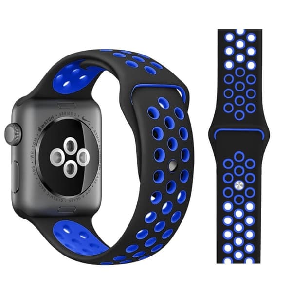 Apple Watch Series 5 / 4 40 mm urrem med to farver - Sort / Blå Black