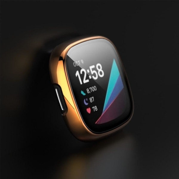 Fitbit Sense / Versa 3 galvanointi kansi karkaistua lasia - Ruusukulta Gold