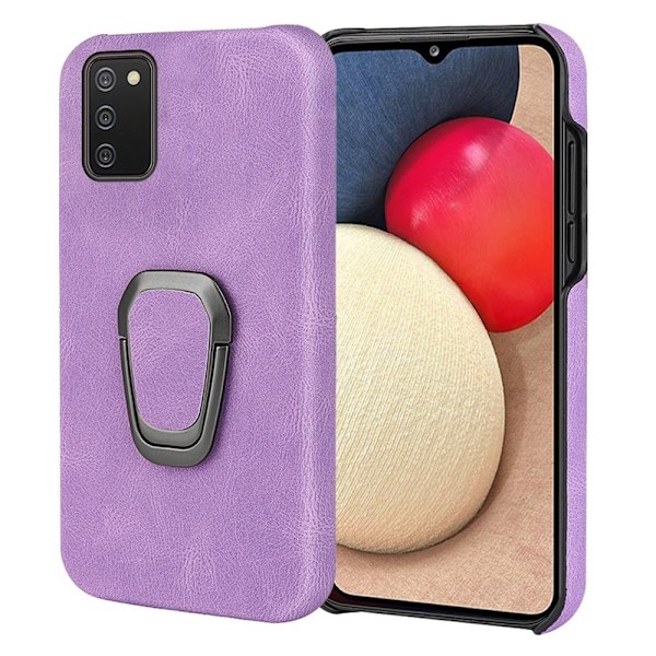 Stødsikkert lædercover med oval kickstand til Samsung Galaxy A02s - Lilla Purple