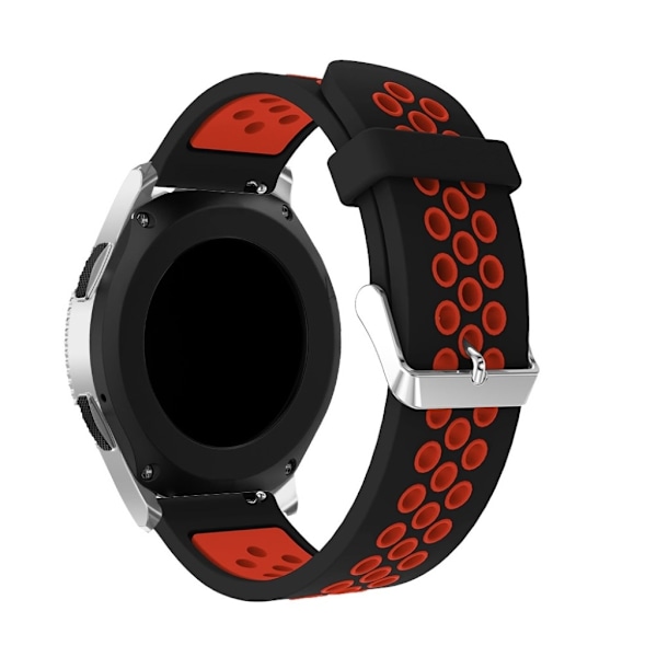 Samsung Galaxy Watch (46mm) ontto kaksisävyinen silikooni muovinen kellon vaihto ranneke - Musta/ Punainen Multicolor