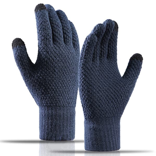 WinterTouch halkskyddade stickade varma handskar för män - Marinblå Blå