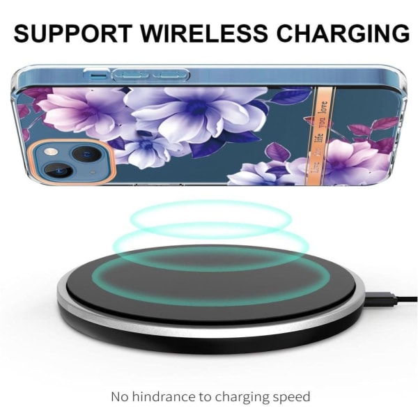 Erittäin ohut ja kestävä pehmeäkantinen iPhone 13 -puhelin - Violetti Begonia Purple