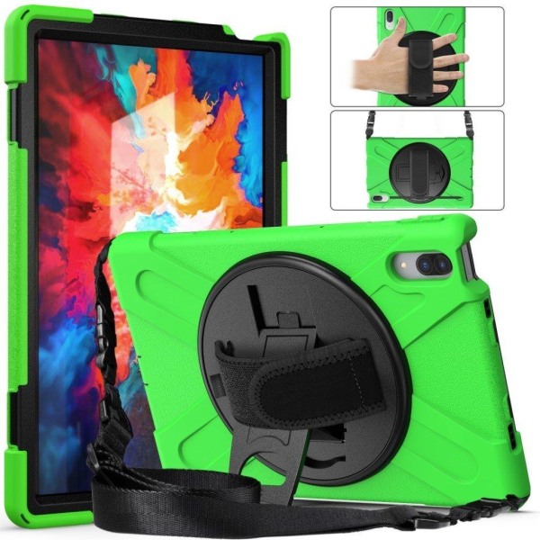 360 degree kickstand + silicone case with strap for Lenovo Tab P Green