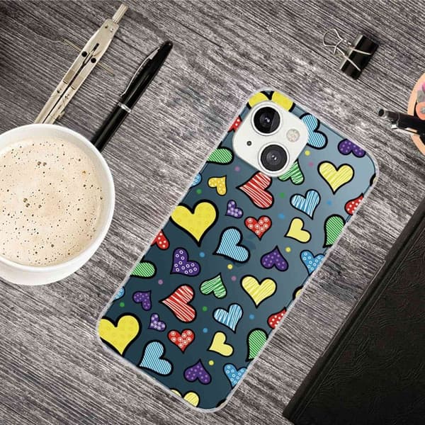 Deco iPhone 14 Plus deksel - Kjærlighetshjerte Multicolor