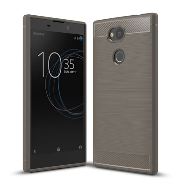 Sony Xperia L2 Skal med en karbon fiber design - Grå Silvergrå