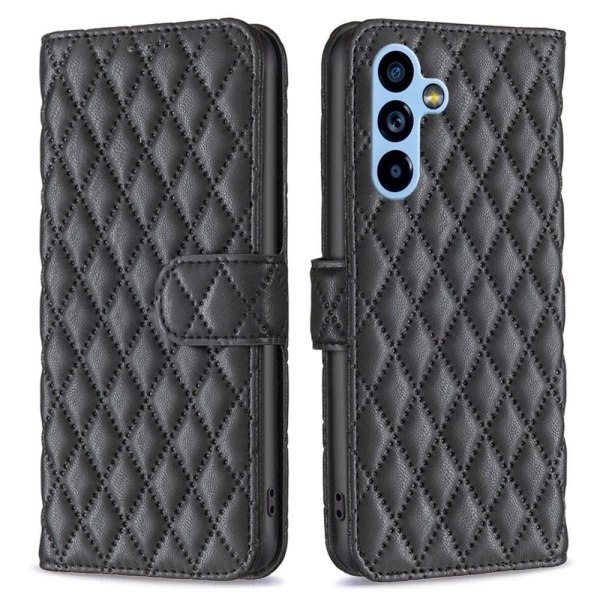 Rhombus mat Samsung Galaxy A54 flip etui - Sort Black