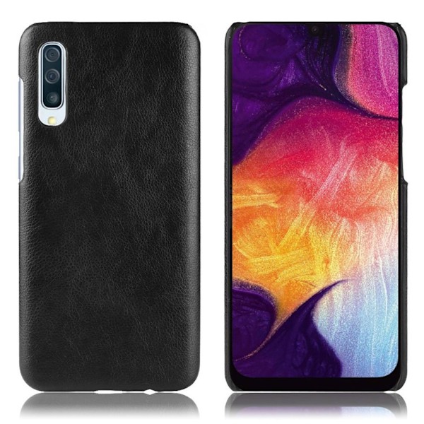 Samsung Galaxy A70 litchi päällystetty kotelo - Musta Black