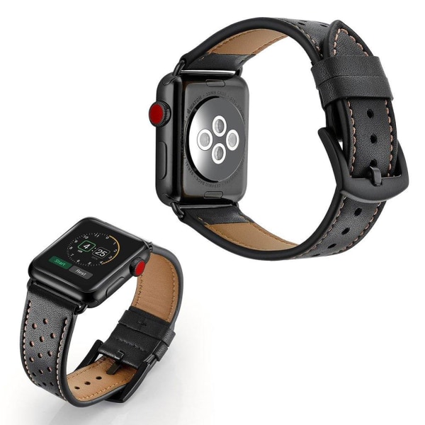 Crazy Horse Apple Watch Series 5 44mm klockarmband i äkta läder - Brun / Svart Svart