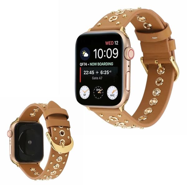Apple Watch Series 6 / 5 40mm rivet punk ægte læder rem - brun Brown