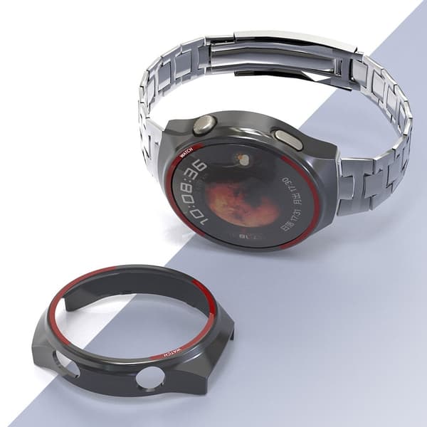 Huawei Watch 4 Pro Watch Case Hollow Bump Resistant Half Protective Cover - Black+Red Red