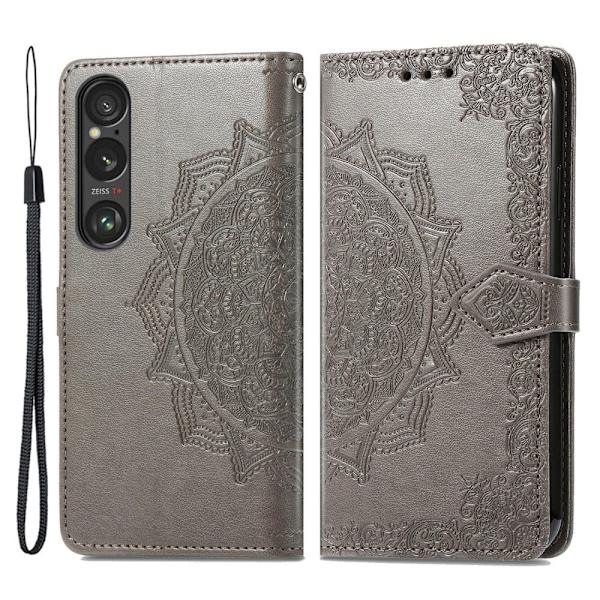 Mandala Sony Xperia 1 VI nahkakotelo - Harmaa Silver grey