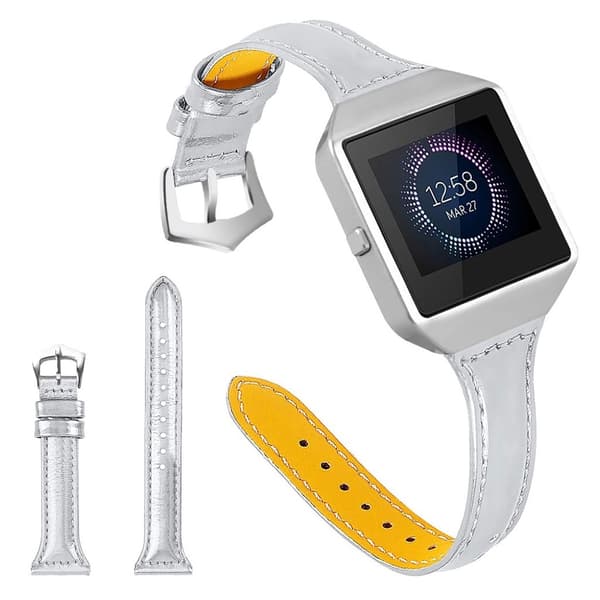Fitbit Blaze cowhide leather watch band - Silver Silvergrå