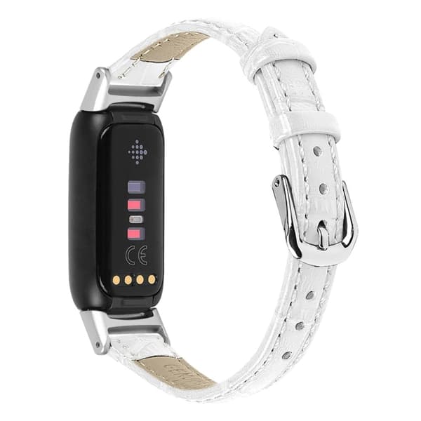Fitbit Luxe klockarmband i äkta läder i krokstil - Vit Vit