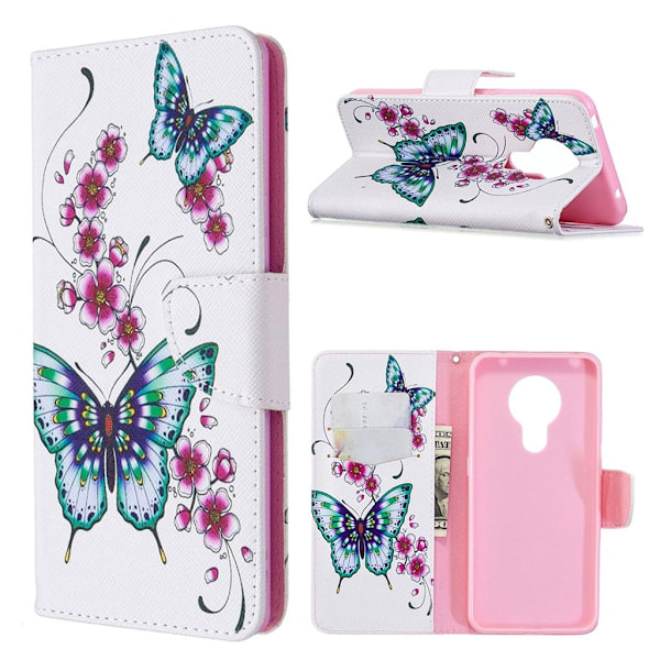 Wonderland Nokia 5.3 flip-etui - Sommerfugl Og Blomster Multicolor