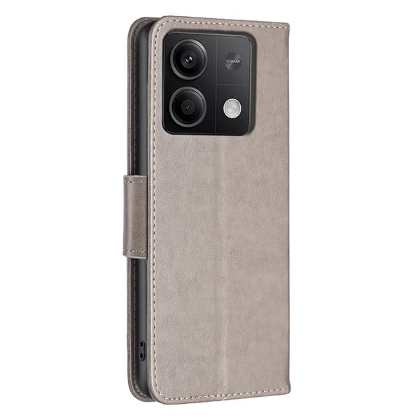 Butterfly Xiaomi Redmi Note 13 5G  nahkakotelo - Harmaa Silver grey