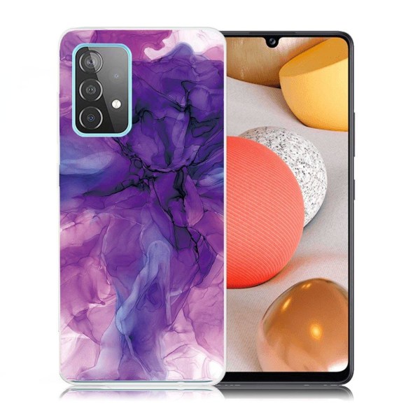 Marble design Samsung Galaxy A52 5G kotelot - Unenomainen Violetti Marmori Purple