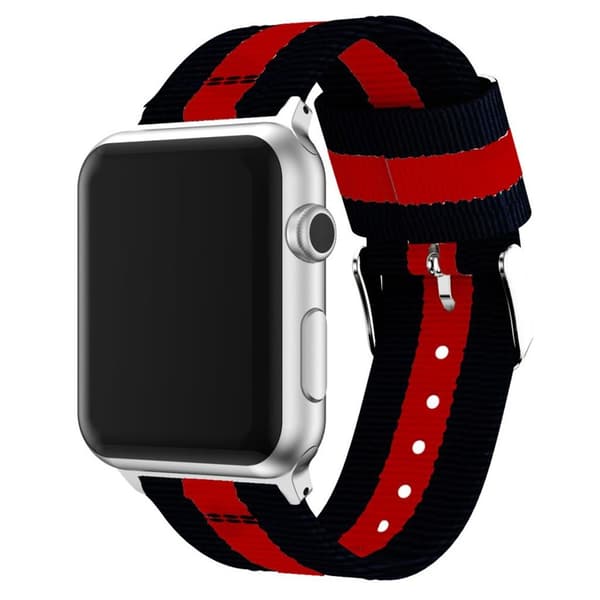 Apple Watch 38mm erstatnings urrem i vævet nylon med metalspænde - Sort/Rød Multicolor
