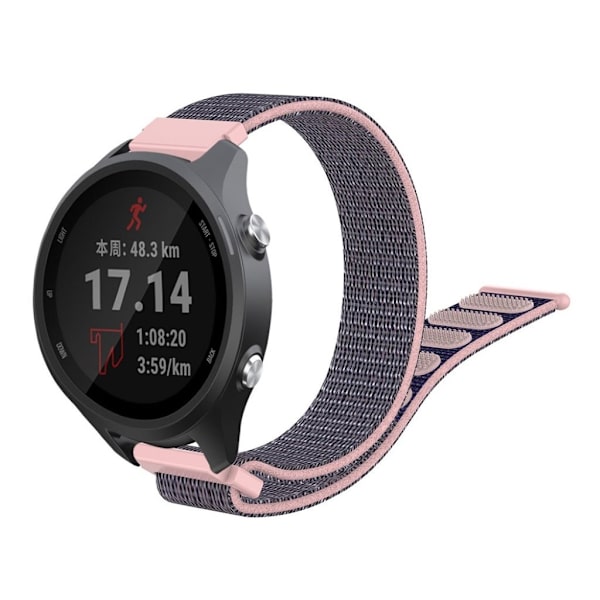 Garmin Forerunner 245 nylon borrelås watch band - Grå / Rosa Silver grey