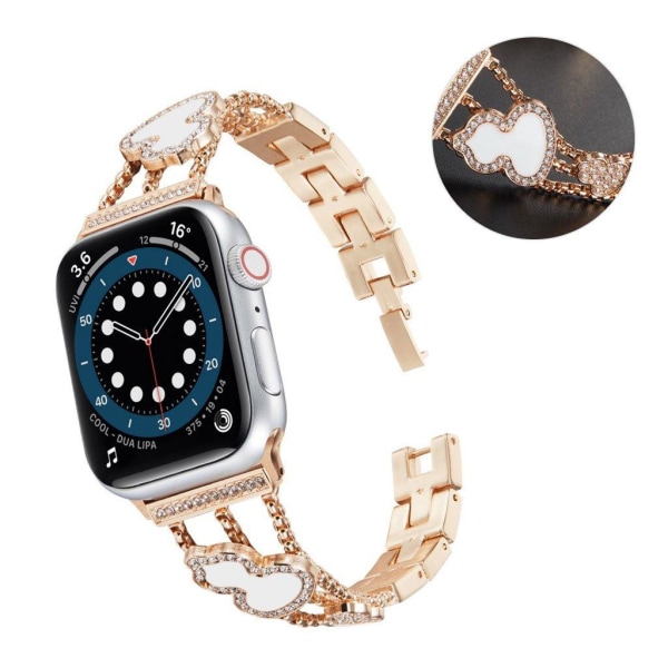 Apple Watch 40 mm urrem med rhinestone kalebasdekor - Rødguld / Hvid Pink