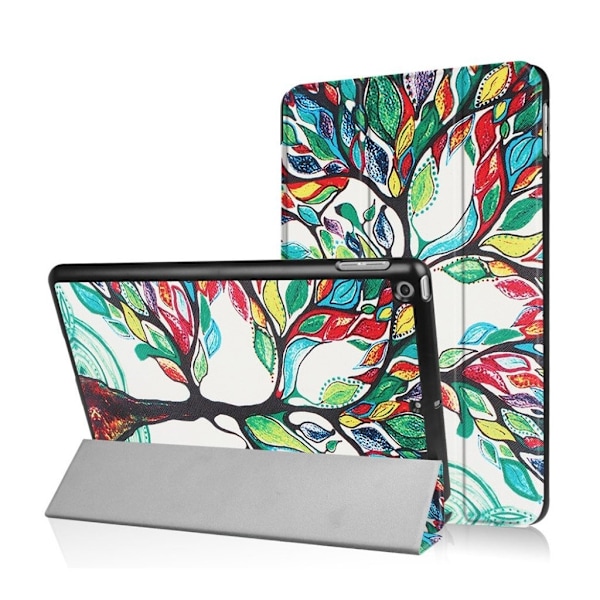 iPad (2017) (9.7") Kuvioitu Taittuva Nahkakotelo - Väritetty Puu Multicolor