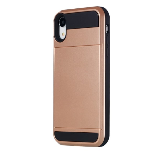 iPhone Xr mobilskal silikon plast kortficka – Rosenguld multifärg