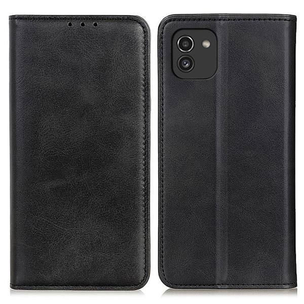 Äkta läder Samsung Galaxy A03 fodral - Svart Svart