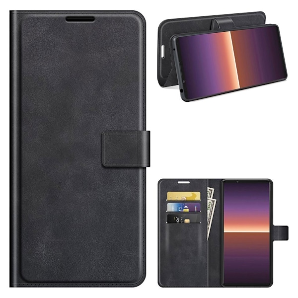 Wallet-style Læder Etui til Sony Xperia 1 Iii - Sort Black
