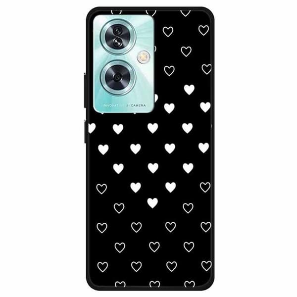 Imagine OnePlus Nord N30 SE cover - Hvide Hjerter Black