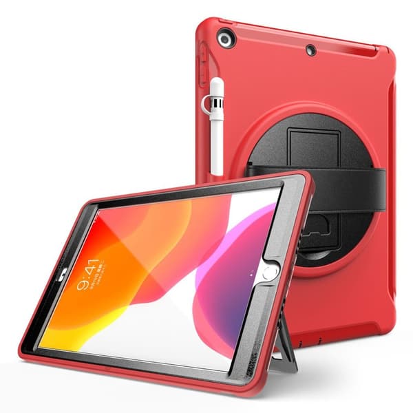 iPad 10.2 (2019) 360 drejelig holdbart etui - Rød Red