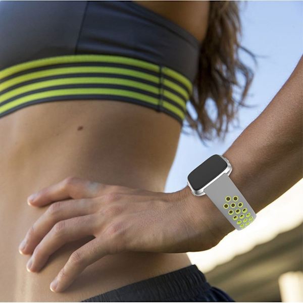 Fitbit Versa erstatnings urrem i tofarvet silikone - Grå/Grøn Multicolor
